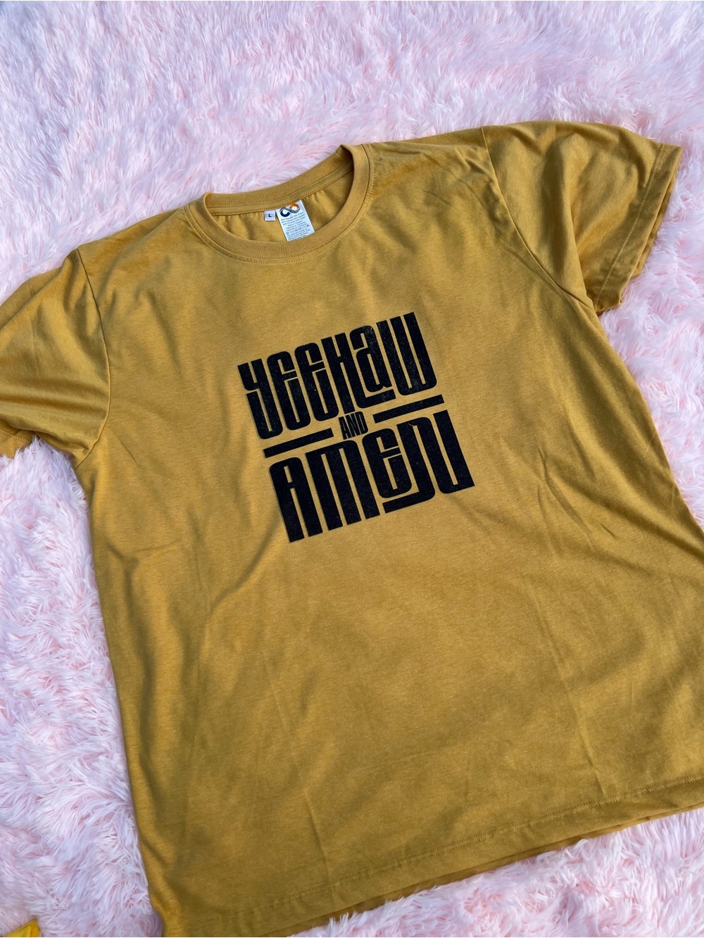 🍎2/$12🍎 Mustard Yellow Graphic Tee - Sublimation - S0061T